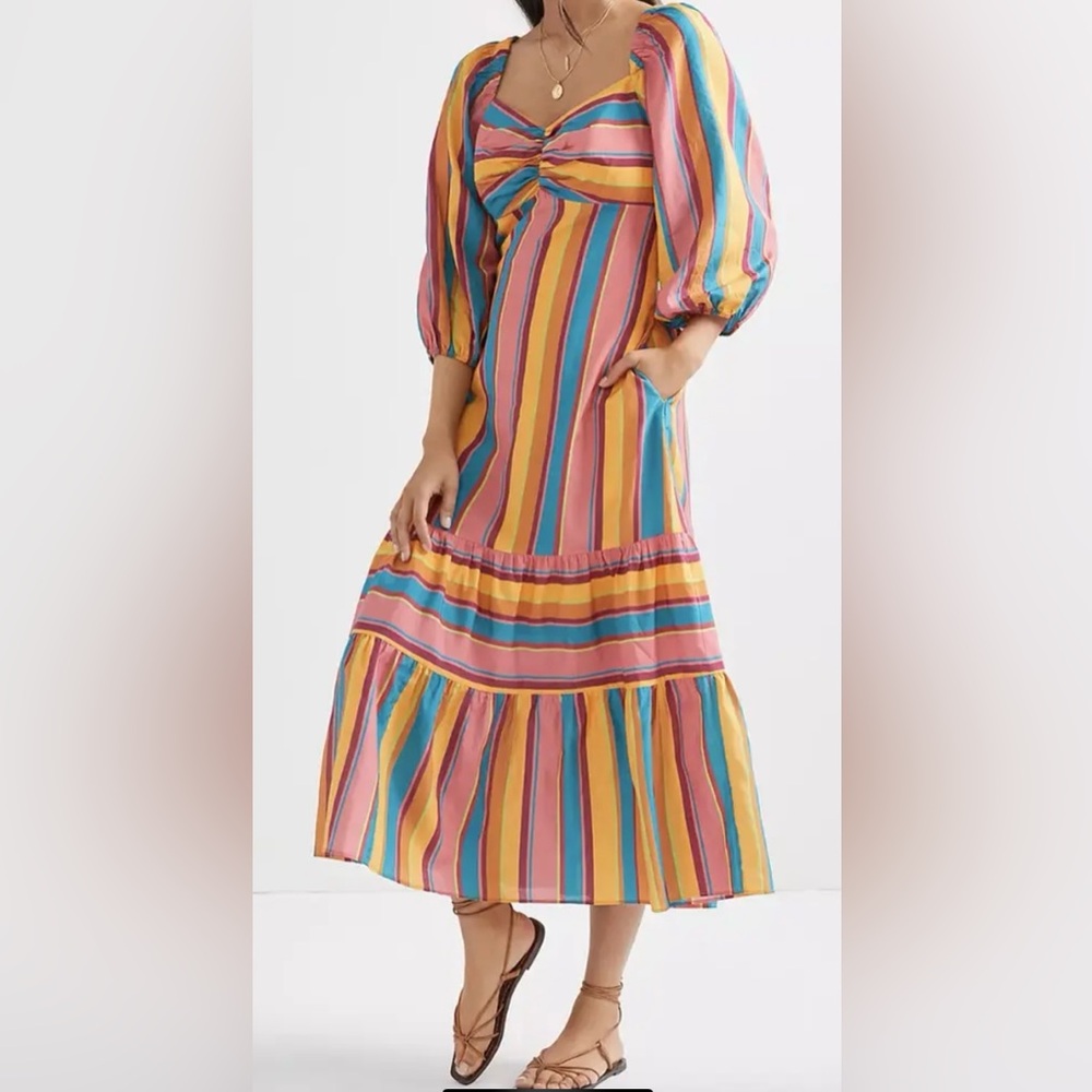 Farm Rio - Anthropologie Maci Multiple Color Strip Dress Size L
